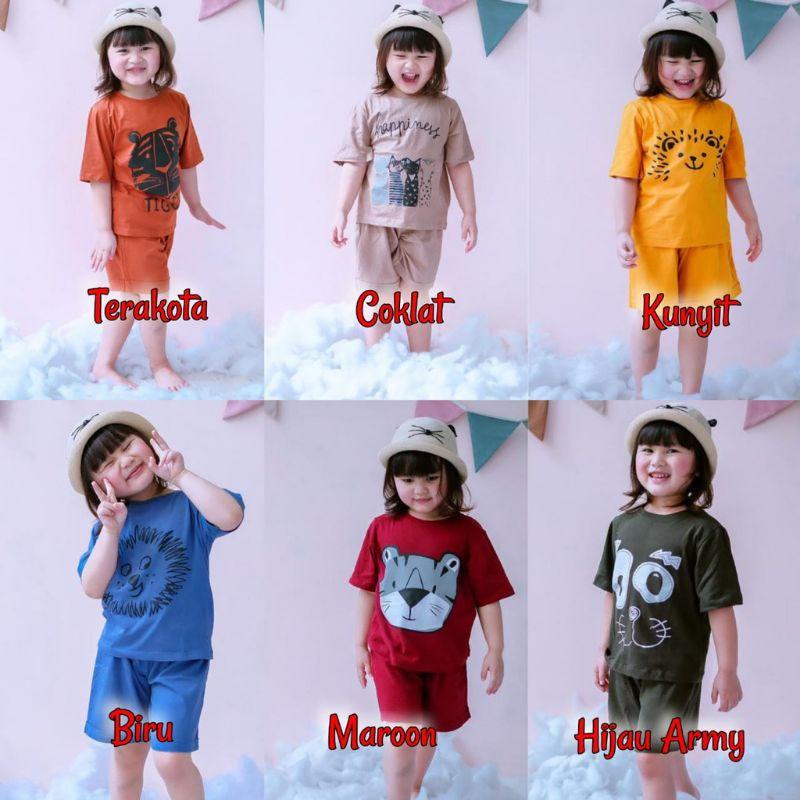 BEFAST - ZTL Setelan Anak MIRUKA / Setelan anak Pines unisex / Atasan Lengan Pendek +Celana Pendek / Setelan Anak-Anak / Fashion Kekinian Anak / Set Motif Gambar / Terbaru 2022