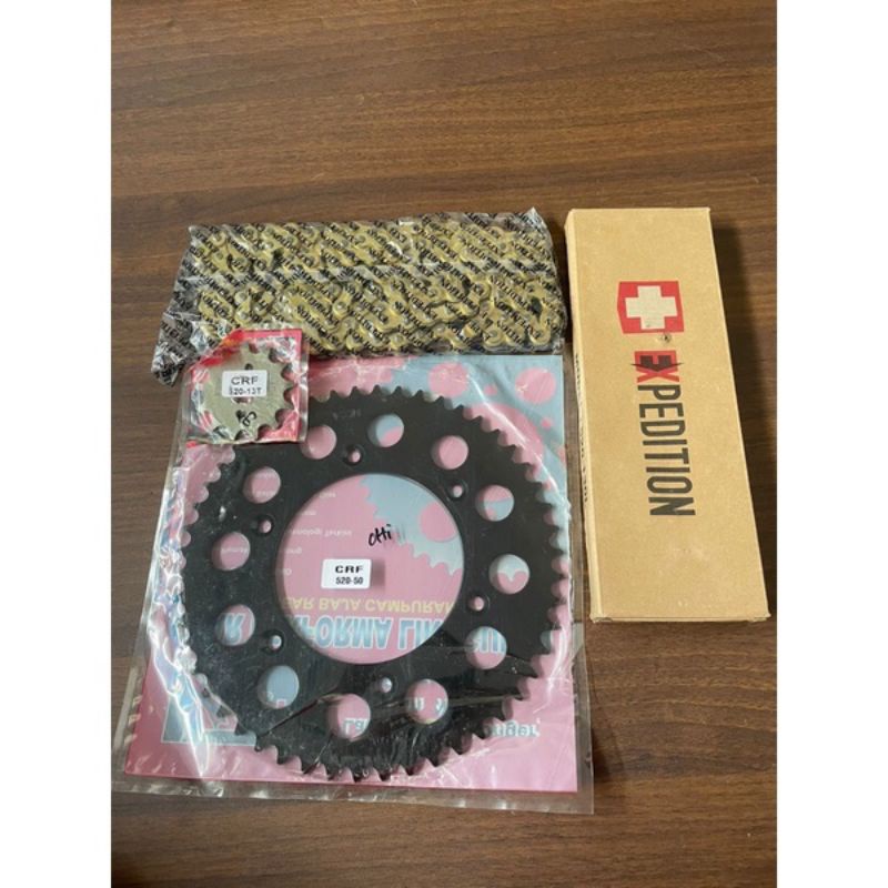 Gear set 520 VZM CRF 150L set rantai gold / Gear paket CRF 150L