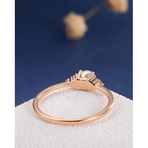 Cincin Bahan Sterling Silver 925 Hias Mutiara Warna Rose Gold Untuk Wanita Jza0119