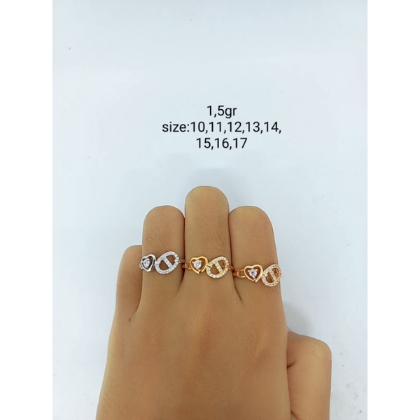 CINCIN PERAK 925 LAPIS EMAS/CINCIN LOVE MATA PUTIH CART*R/CINCIN ASLI SILVER/CINCIN FASHION WANITA