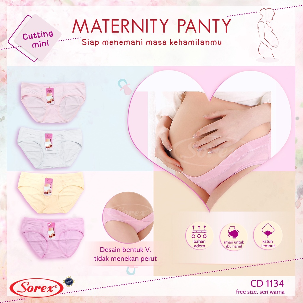 Sorex Cd Wanita Hamil Mini Polos Maternity Panty 1134 Cutting Mini PER 3 PCS WARNA RANDOM