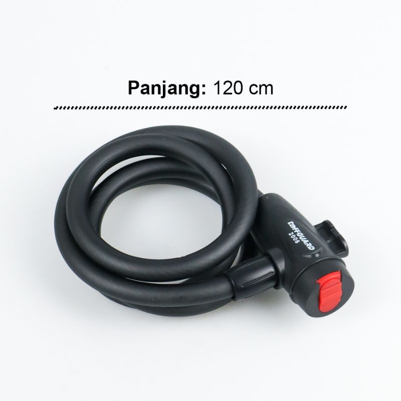 TaffGUARD Gembok Sepeda Kabel 1.2m - QB1001-2006 - Black