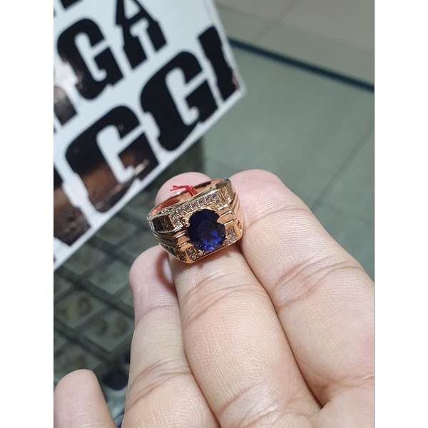 cincin cowo pria mata biru model classiclook emas