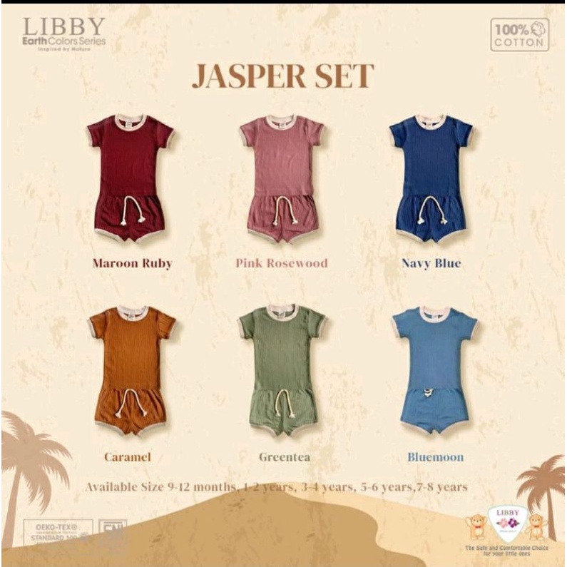 LIBBY EARTH COLOR  JASPER SET SERIES PENDEK setelan pendek LIBBY EARTH SERIES /setelan pendek bayi L