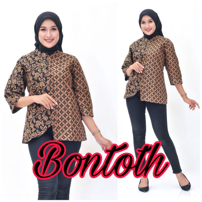 tey-17 Batik Wanita ASJ SA HRB026 Kenogo Kemeja Tosca Pendek-5