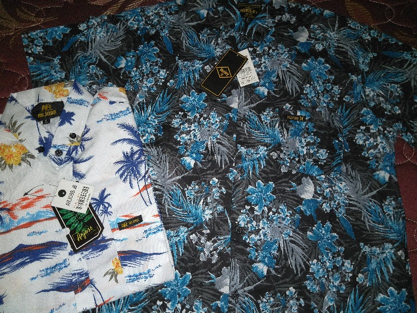 Hem Cowok Printing Kemeja Surfing Pria Motif Pantai Tie Die