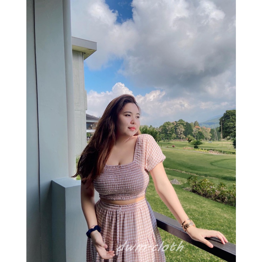 BIG SIZE XL-XXXXL STL JOVITA BAJU ATASAN SETELAN CROP TOP WANITA KOREA IRISE STYLE KERUT FULL KARET 