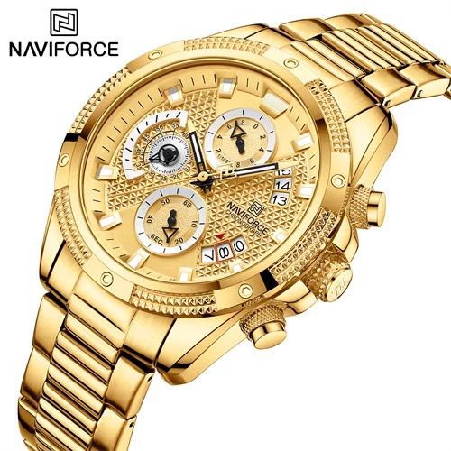 NAVIFORCE NF-8021M/JAM TANGAN COWOK RANTAI NAVIFORCE NF-8021M CHRONOGRAPH STAINLESS STEEL/NF-8021M/