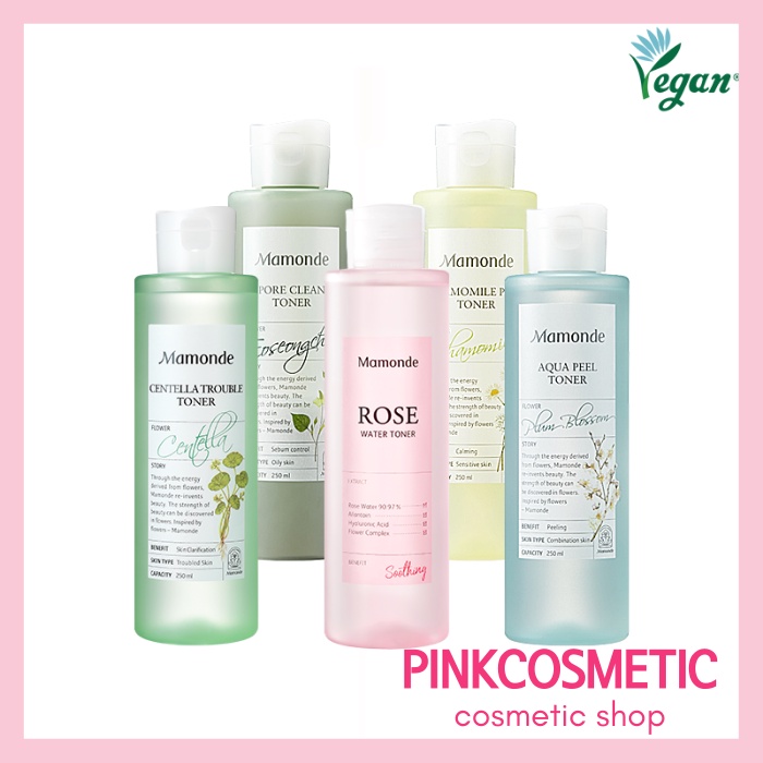 MAMONDE Toner 250ml Rose Water / Chamomile Pure/ Pore Clean / Centella Trouble / Aqua Peel Toner
