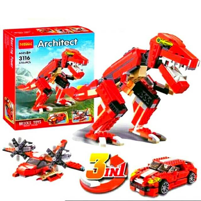 Lego Decool 3116 architect 3in1 . T rex - Car - Plane