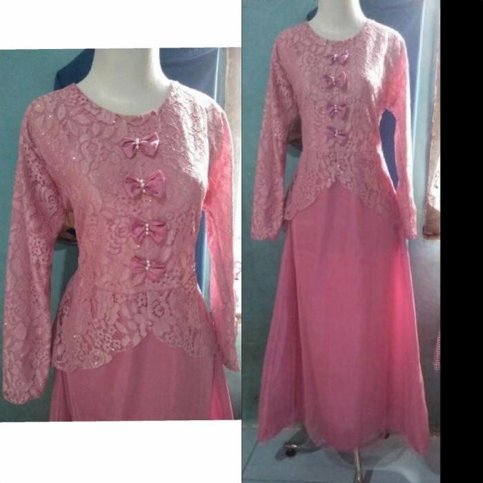 gamis syari kaira dusty pink baju muslim pesta mewah murah mx kae vt