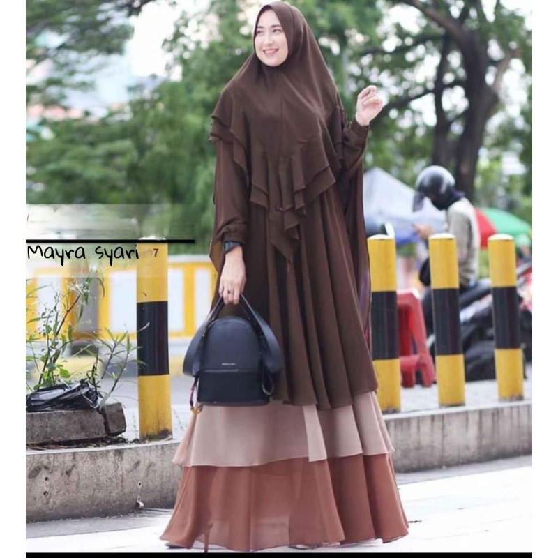Mayra syari JUMBO L XL XXL- gamis syari set hijab | Seruty