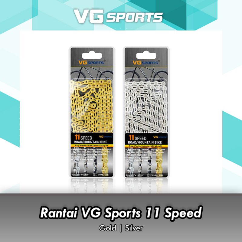 Rantai 11 Speed Hollow VGSport VG Sport Silver Chain Sepeda Lipat MTB Roadbike 11s 11 Speed Not YBN