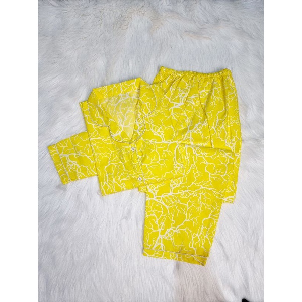 Baju Tidur Piyama Wanita Cewek Pajamas Dewasa Motif Tie Dye PP-PP THUNDER YELLOW