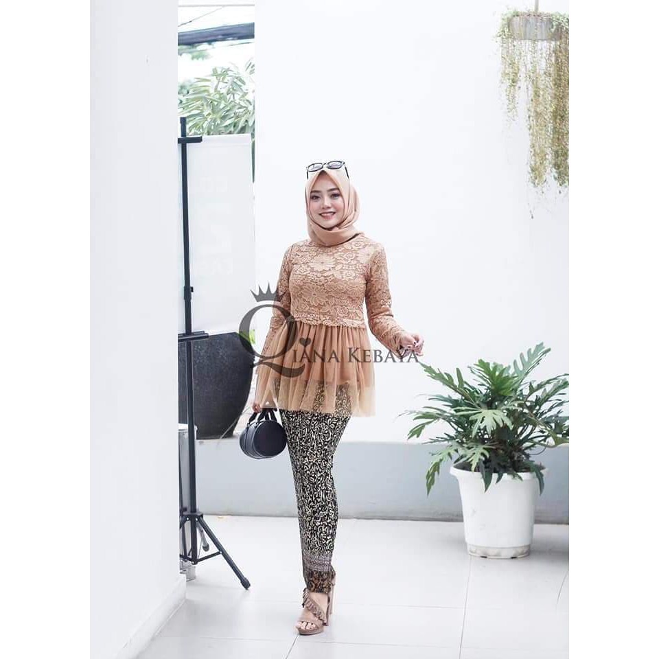 set kebaya brukat qiana kombinasi trendy