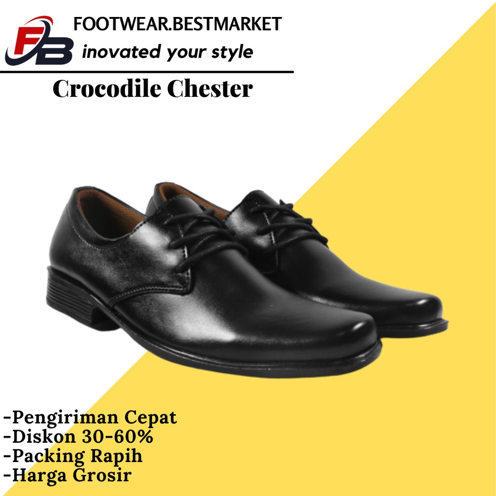 Sepatu Panbtofel Hitam Pria crocodile Chester dua warna hitam-coklat sepatu kerja kantoran pria