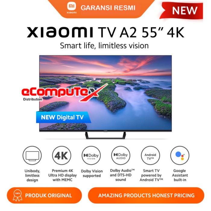 XIAOMI TV A2 / A 2 55 INCH 4K UHD DIGITAL TV SMART ANDROID - GARANSI RESMI