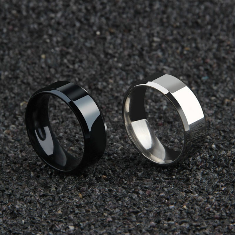 ORI 3 Warna Cincin Pria 8mm Thick Simple Manly High