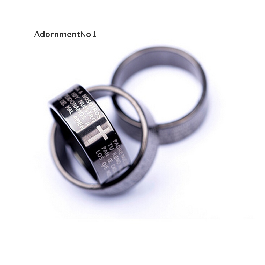 (AdornmentNo1) 1pc Cincin Titanium steel Motif Tulisan Alkitab Untuk Pria / Wanita