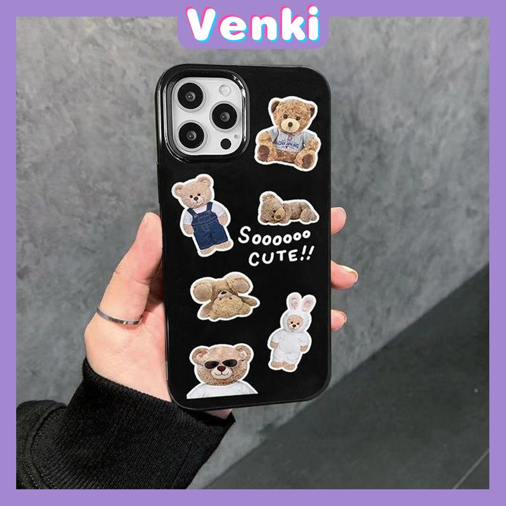 iPhone Case Silicone Soft Case Black TPU Glossy Big Hole Camera Protection Shockproof Sticker Bear For iPhone 13 Pro Max iPhone 12 Pro Max iPhone 11 Pro Max iPhone 7Plus iPhone x xr