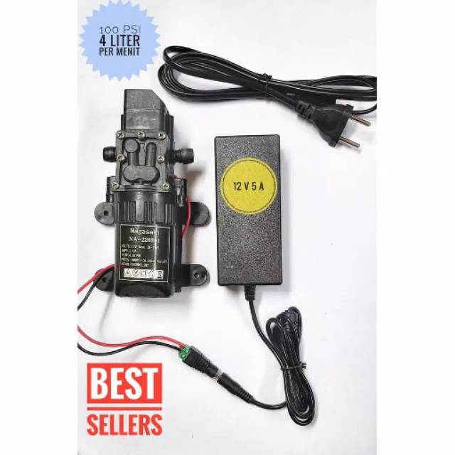 PAKET DINAMO POMPA AIR DC 12V NAGASAKI DAN ADAPTOR 12 V