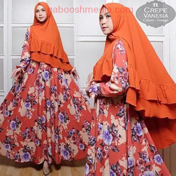 [Syari Vanesia Crepe Orange TL] gamis wanita vanesia orange