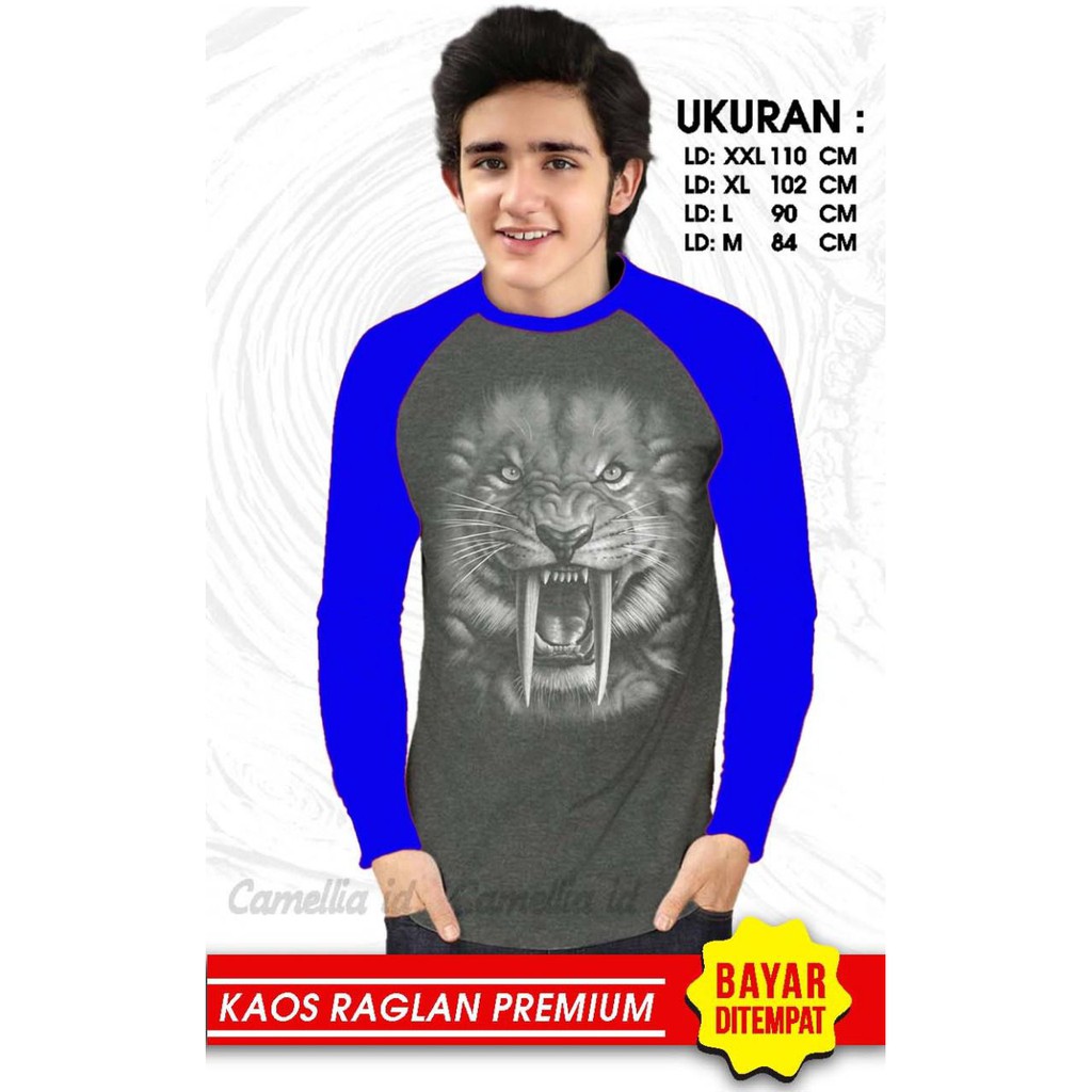 Kaos Raglan (MACAN)/Kaos Pria Lengan Panjang/ Kaos Pria/ Kaos Cowok/ Kaos Oblong/Misty/Kaos