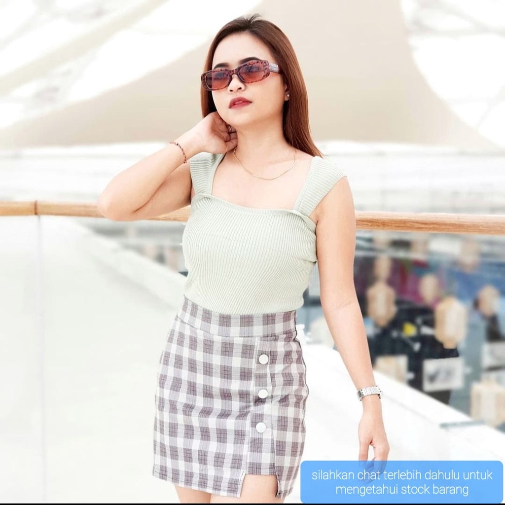 ATASAN FASHION PAKAIAN TANKTOP RAJUT WANITA / CEWEK KEKINIAN KOREA