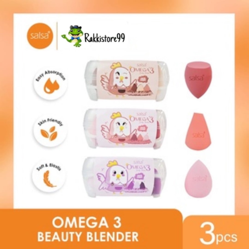 ❣️Rakkistore99❣️SALSA Omega 3 Beauty Blender - Sponge Makeup isi 3 Puff Spons