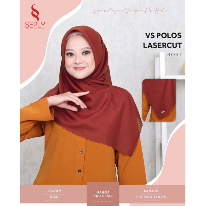 HIJAB SEGIEMPAT LASERCUT POLOS 110 X 110 || SEPLY