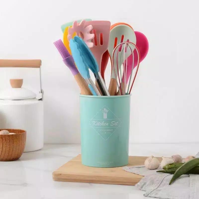 Silicone Utensil set 12 pcs (11 pcs sutil + 1 basket) / Spatula Silikon set anti lengket