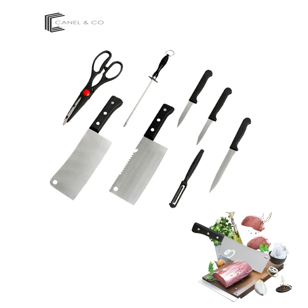 Canel&co Pisau Set Stainless /talenan Dapur Daging Buah Sayur Multifungsi Set Pisau Dapur Isi 8 Pcs