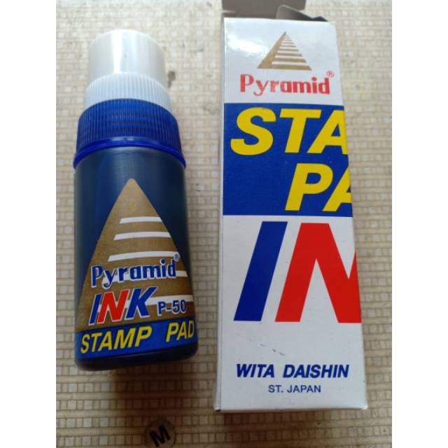 

Tinta stempel/merk pyramid. Warna biru