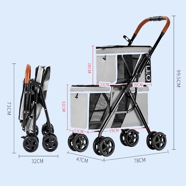 Stroller Pet Bello LD03M 4 Roda 2 Tingkat Untuk Anjing &amp; Kucing