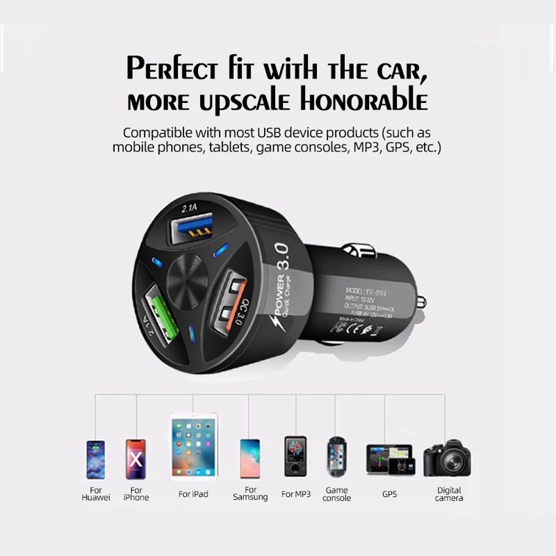 CAR CHARGER/CHARGER MOBIL 7A 3USB Qualcomm 3.0 Fast Charging