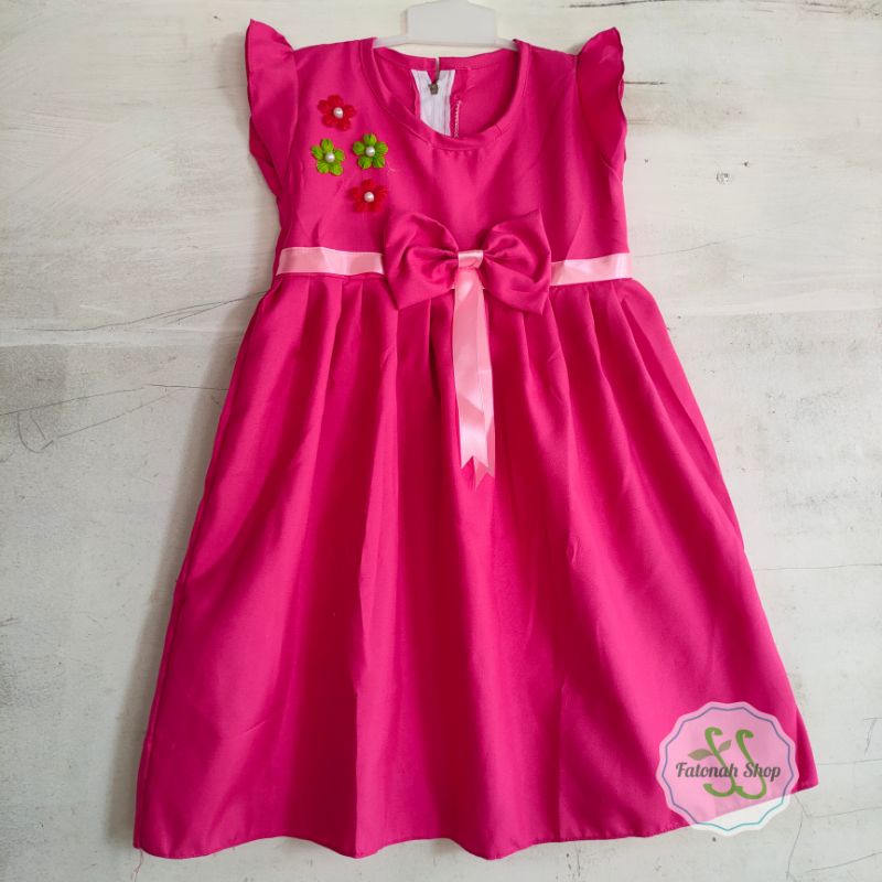 Dress anak 3 4 tahun perempuan baju anak cewek  ( dress pita mutia )