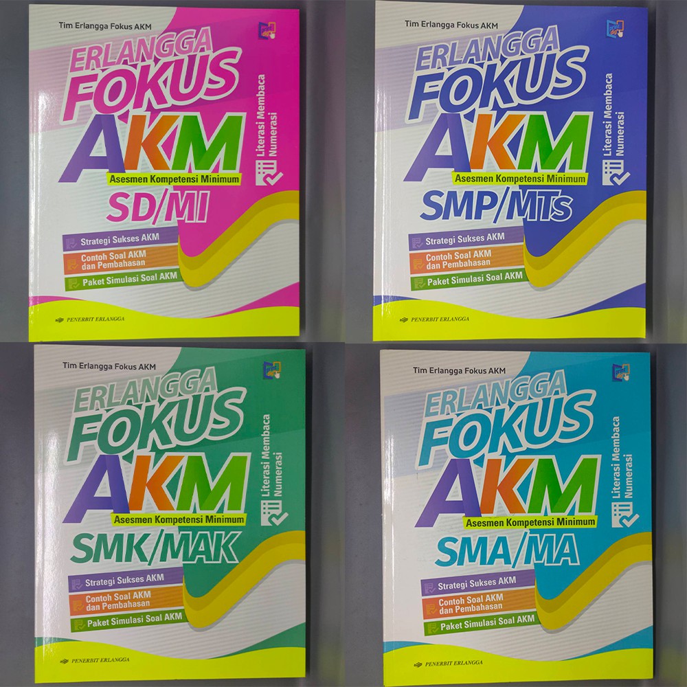 ERLANGGA FOKUS AKM (Asesmen Kompetisi Minimum) untuk SD SMP SMA SMK + KUNCI JAWABAN
