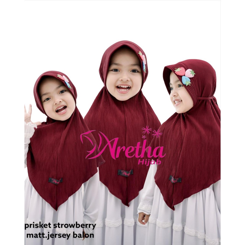 Jilbab Instan Plisket Anak Strowberry By  Aretha