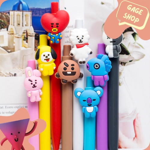 

pulpen gel cetek bt21 bts army 1 set (8 pcs) pena tinta hitam kebutuhan sekolah anak alat tulis pen lucu imut bolpen unik fancy keren bisa COD termurah import