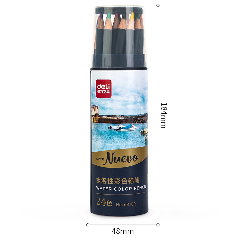 Deli pensil warna profesional water color 24/36/48/72 warna, nyaman digenggam 681X0-4