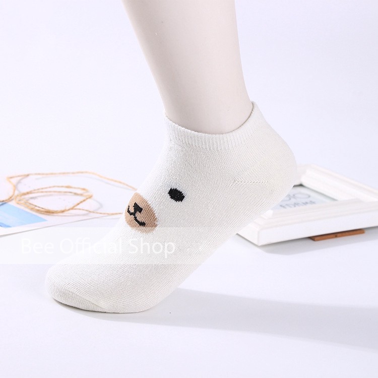 BEE - Kaos Kaki Motif Beruang Cute Kaoskaki Pendek Socks Fruit Fashion Wanita Korea Import SC 17-BEAR KUNING