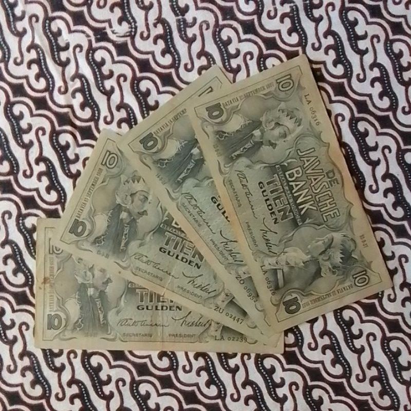 Uang Kuno Asli Seri Wayang 10 Gulden De Javasche Bank