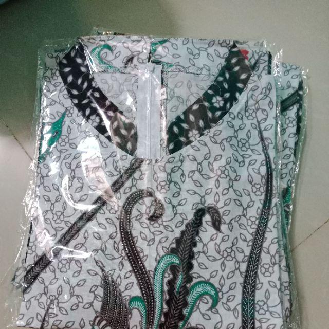 Tunik Batik Batikwanita Batiktunikbatik B021 Lengan 7/8 Serut Resleting Belakang Baju Wanita Atasan