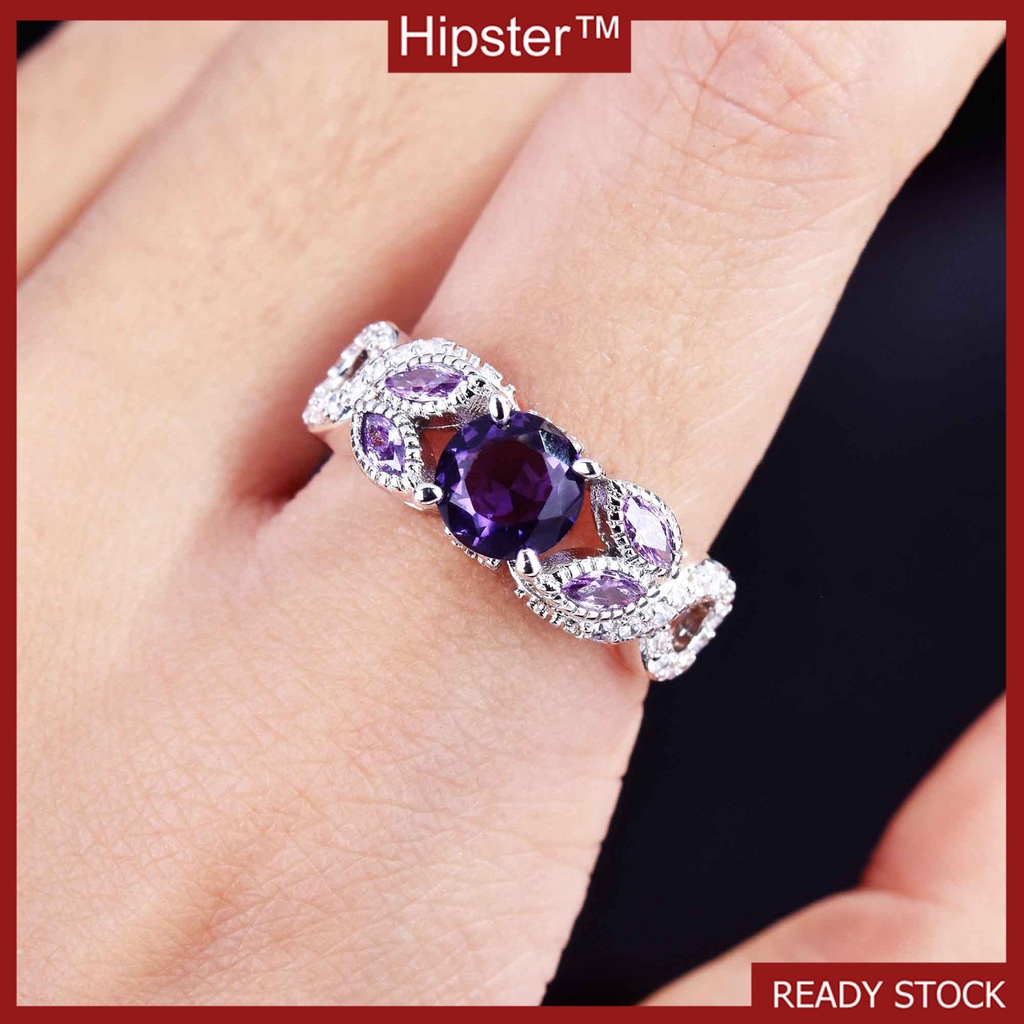 New Inlaid Amethyst Ring for Women