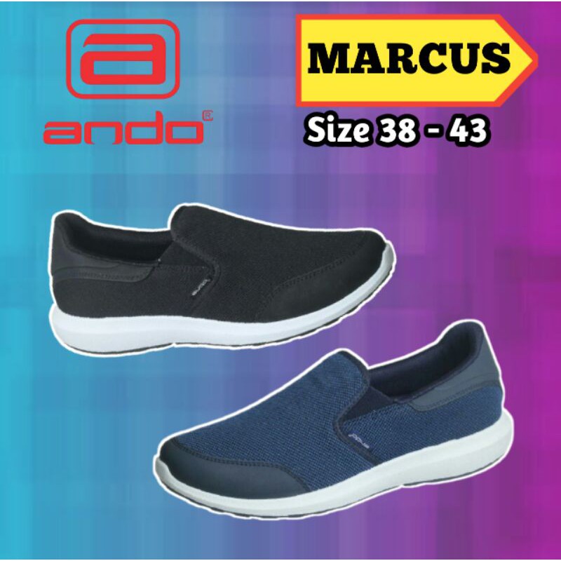 SEPATU ANDO MARCUS - SLIP ON AMDO PRIA HITAM PUTIH NAVY