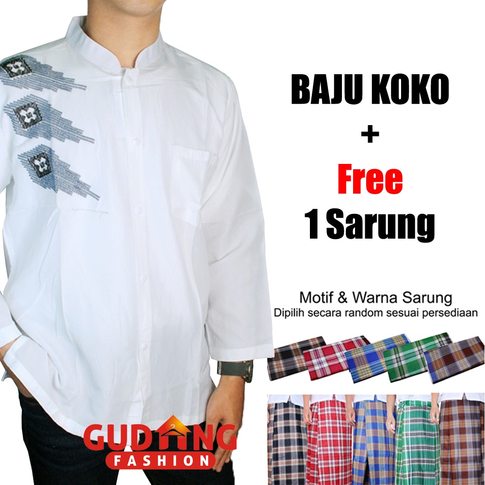 Baju Koko Dewasa Putih Lengan Panjang + Free Sarung