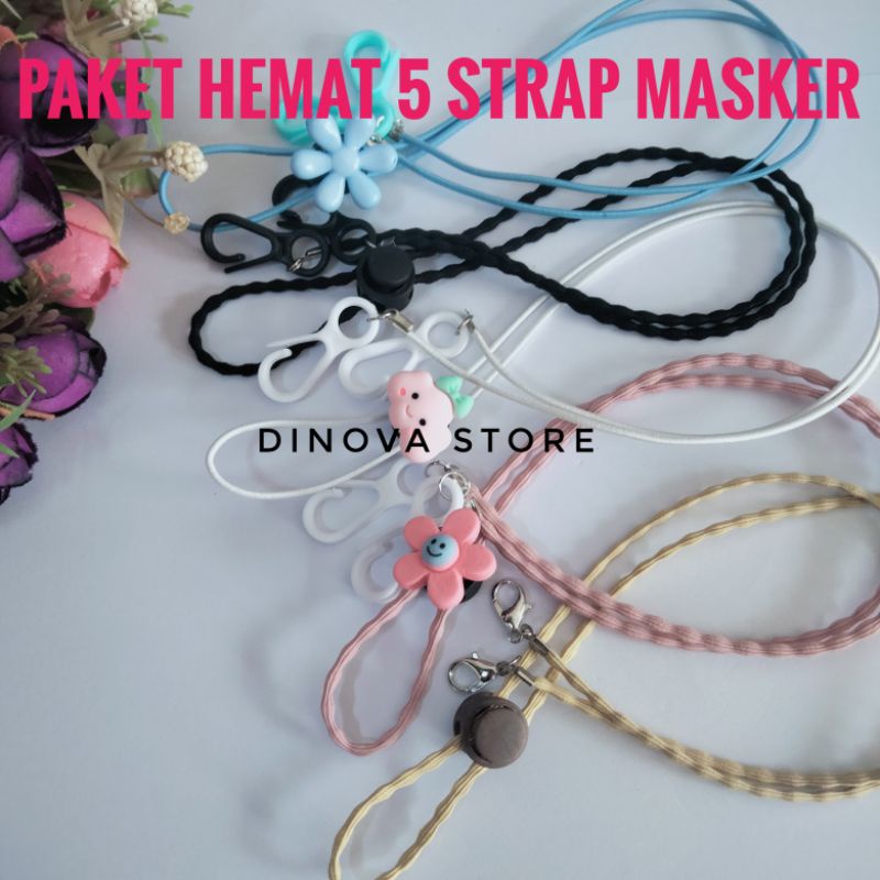 PAKET HEMAT 5 strap masker/strap masker/strap masker hijab/tali masker/dinova store