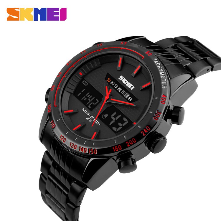 SKMEI 1131 Jam Tangan Pria Digital Analog Tali Stainless WATCHKITE WKOS