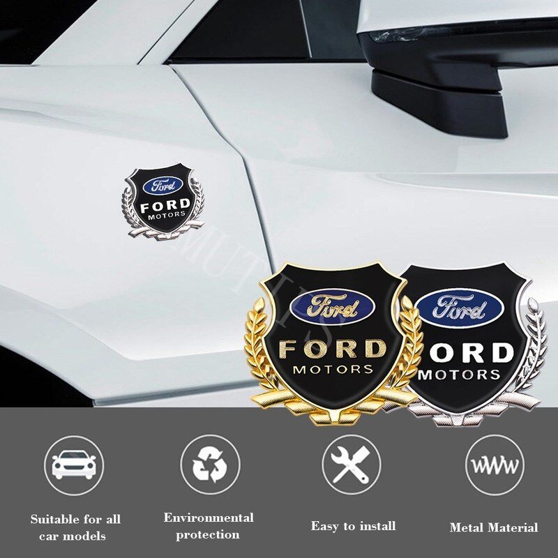 2pcs Stiker Logo 3D Bahan Metal Untuk Mobil Ford Focus Everest Mustang Fiesta Ranger