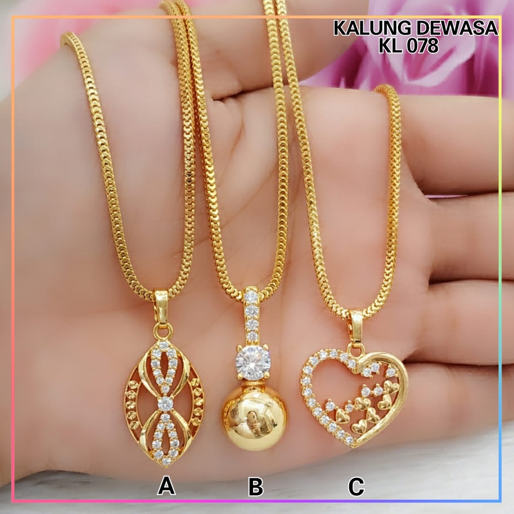 Kalung xuping kalung dewasa terbaru permata bulat plat zirkon perhiasan wanita  lapis emas gold KL 078